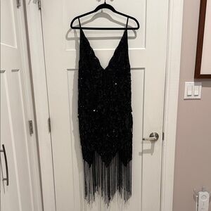 ASOS Edition Black Sequin Fringe Dress